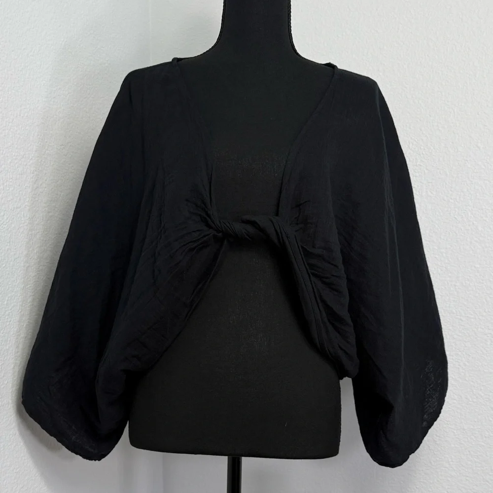 Free People Linen Twist Front Crop Pullover - Picture 6 of 7